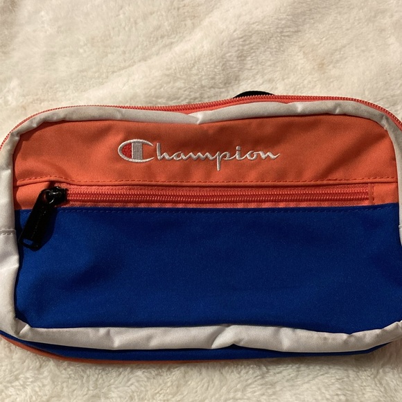 Champion Sling Shoulder Waist Fanny Pack Crossbody Bag Spellout Peach/Blue/White - Picture 6 of 6